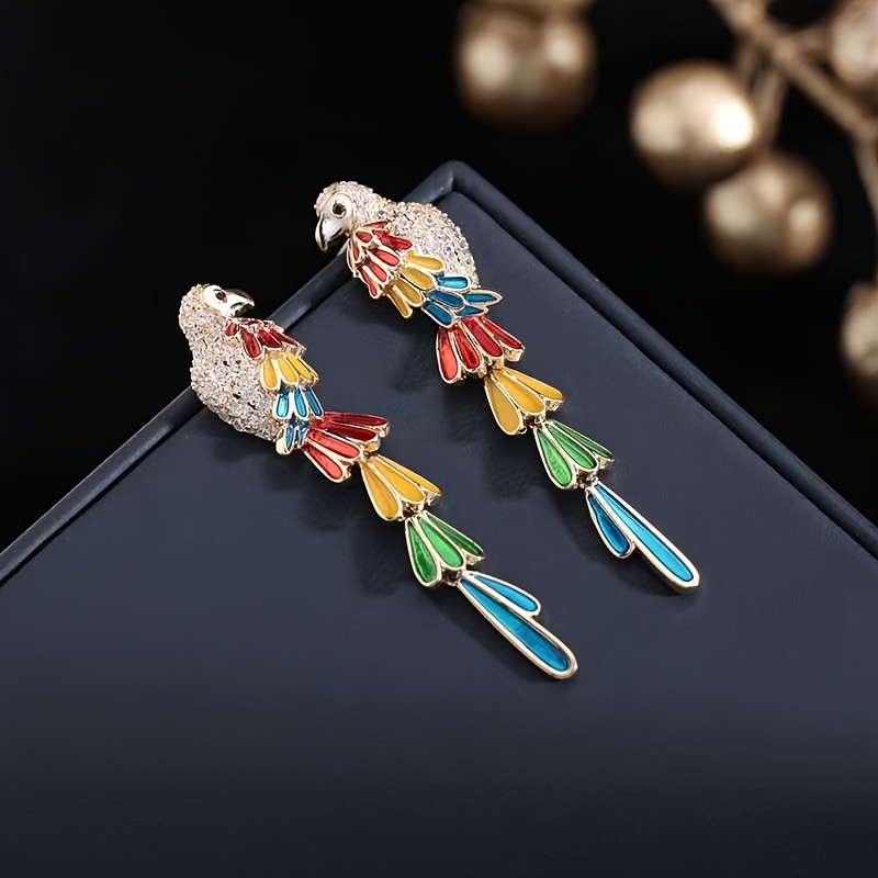 Parrot Ear Studs with Tassel, Easy Wear